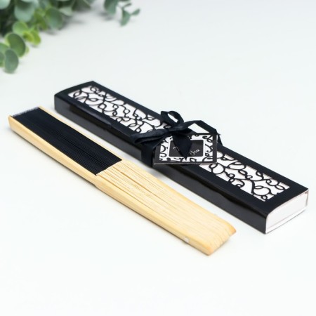 Fan bamboo, textiles h = 21 cm "monocet" in a box, black-6