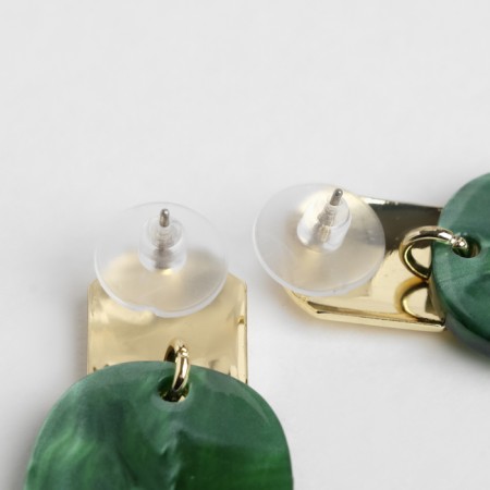 Earrings Assorted Tanzania Purvapers Ovals, green color in gold-2