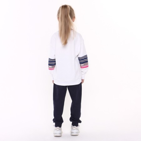 Sweatshirt for girls, white color, height 122-128 cm-3