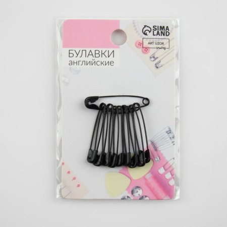 English pins, 27 mm, 10 pcs, black color-2