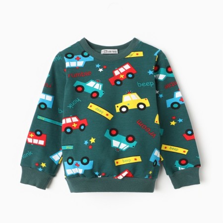 Set for a boy (sweatshirt, trousers), emerald color, height 86 cm-1