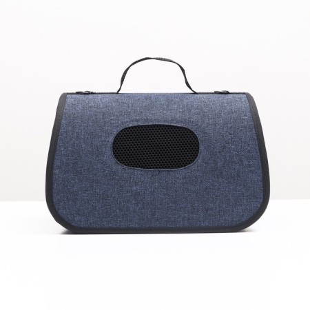 Bag - Animal Carriage "Carpetbegger with a window", 32.5 x 19.5 x 19.5 cm, blue-2
