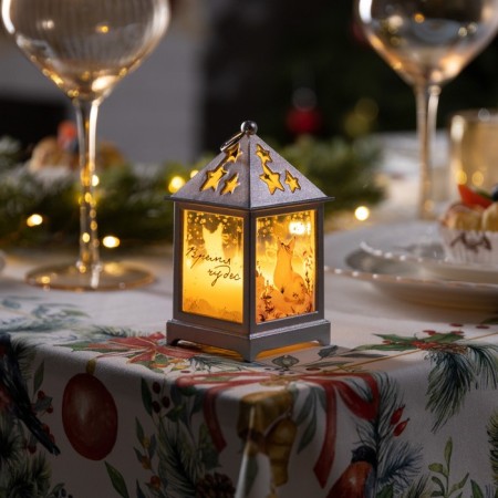 LED figure "Silver Lantern with a fox" 6.3 × 12 × 6.3 cm, plastic, batteries AG13x3, glow warm white