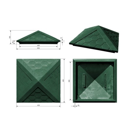 PPK cap to a fence column, 1.5 × 1.5 bricks, 39 × 39 × 4.3 cm, green, “flexible tile”-1
