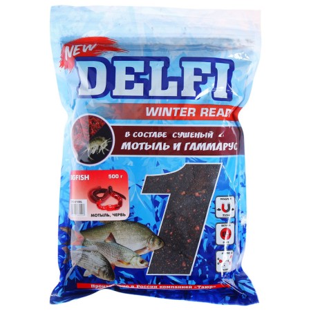 Bait winter -moisturized delfi Ice Ready, large fish, bloodworm/worm, 500 g