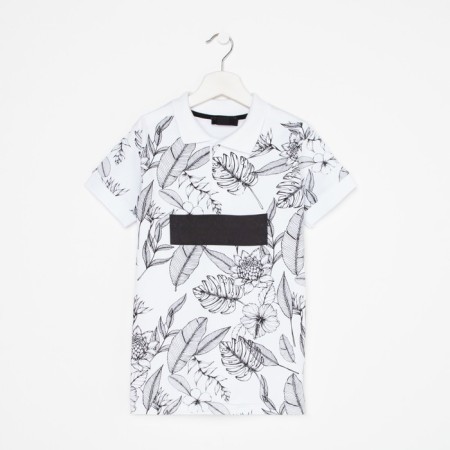 Polo T -shirt for a boy, white color/print mix, height 110 cm-1