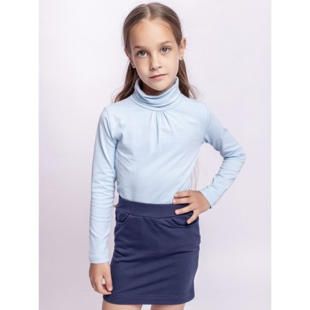 Turtleneck for girls, height 134 cm, blue color