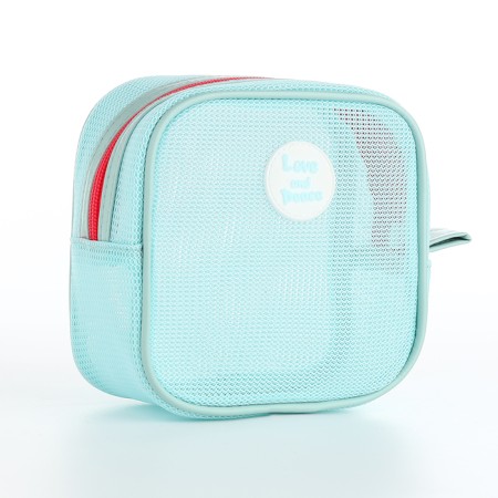 Cosmetic bag Dor mesh, 14*6.5*14, lightning departure, mint