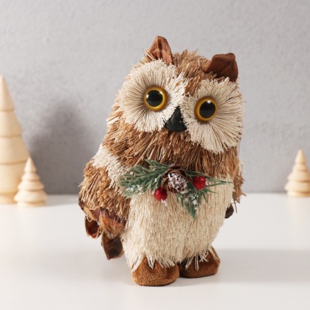 Decor "Owl with a bump and a spruce twig on the chest" 17.5x11.5x12 cm