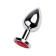 Anal plug, silver, with a crystal of ruby ​​color, 7 cm, d 3.5 cm