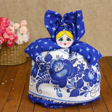 Hall on the kettle "lady", medium, gzhel-6