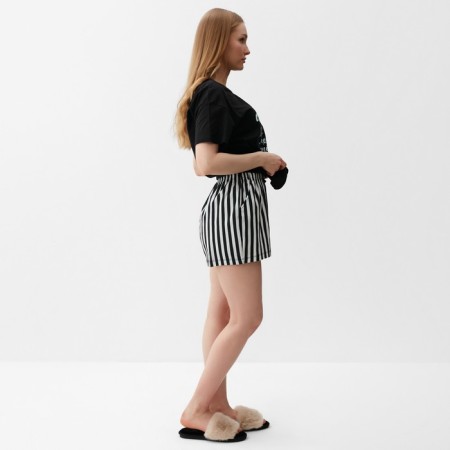 Female-home set (T-shirt, shorts), Black-Timnet strip color, river 42-9