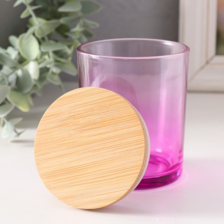Bank for candles glass with a lid "Lilac gradient" 220 ml 7x7x8.4 cm-1