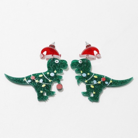 Earrings "Dinosaurs" in garlands, colored in silver