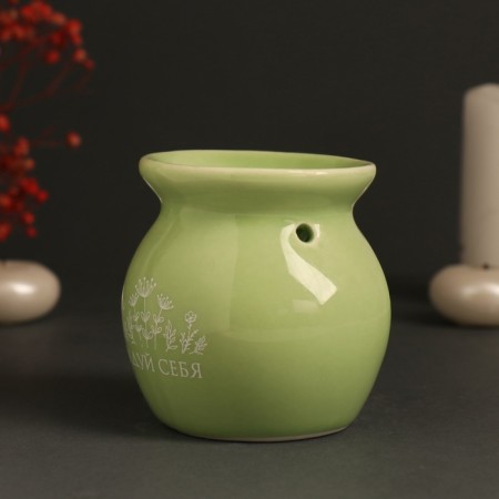 Aroma lamp ceramics "Rejoice yourself" light green 7.2x7.2x7.8 cm-4