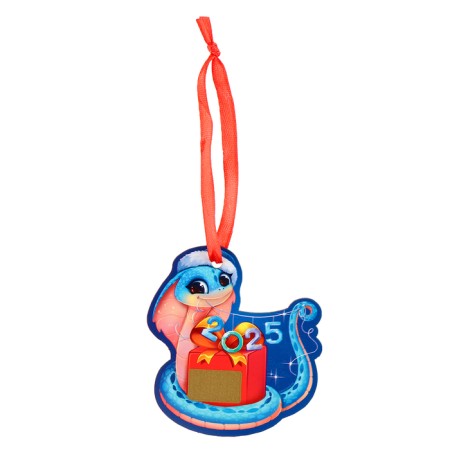 Fir-tree wooden pendant for the New Year "Snake" with a scretch-layer, New Year's decoration-1
