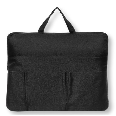 Folder (bag) with handles for A4 laptop (340 x 250 mm), textile, 3 external pockets, devente black-1