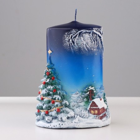 Candle - cylinder "winter", 8x11.5x15 cm-1