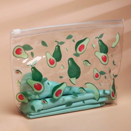 Cosmetic bag from transparent PVC 21 x2 x14 cm "avocado"-1