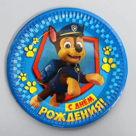 Paper plate "Happy Birthday!", 18 cm, puppy patrol-1