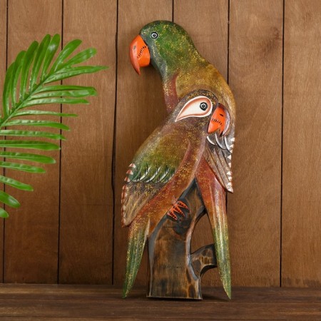 Panel "Parrots" wood 20x2x50 cm