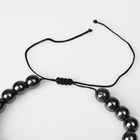 Bracelet male "hematite" lion, black color with black silver, d = 6 cm-2