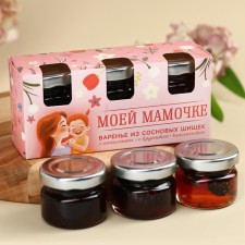 A set of jam with pine cones “my mother”, taste: orange, lingonberry, 90 g (30 g x 3 pcs.).