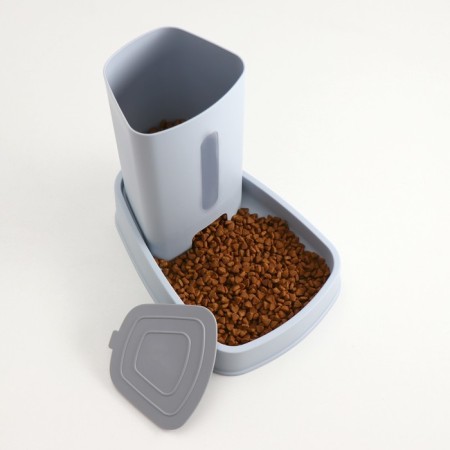 Auto feeder with a beveled bowl, non -slip legs 3 l, gray-3