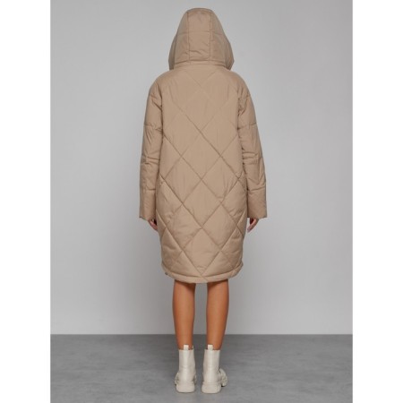 Coat insulated winter female, size 44, color light brown-3