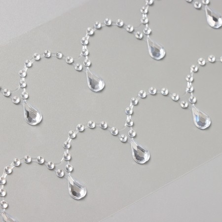 Stick plastic rhinestones "suspensions" silver 35x8 cm-2