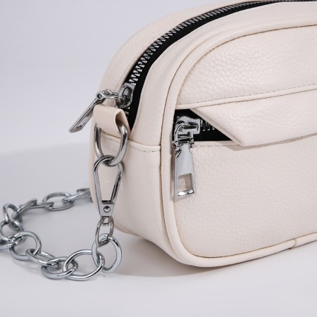 Cross-Bodi Bag on a zipper, beige color-3