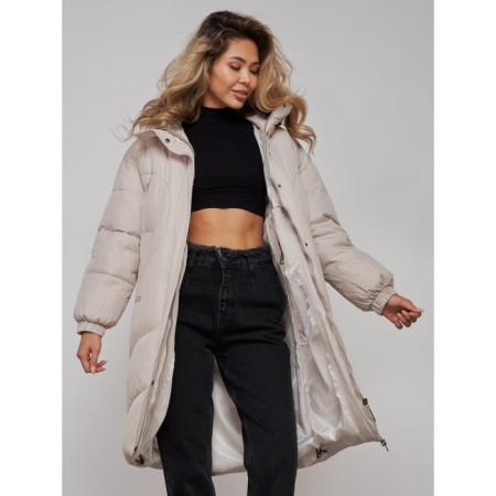 Coat insulated winter female, size 46, color light gray-16