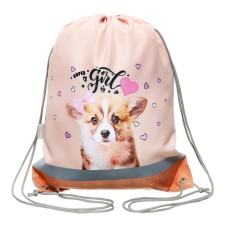 A bag for shoes 440 x 365 mm, Erichkrause, density 300D, with a reflective strip, Corgi Puppy