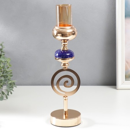 Summary Metal for 1 candle "Spiral. Blue marble element" gold 38x10x10 cm-1