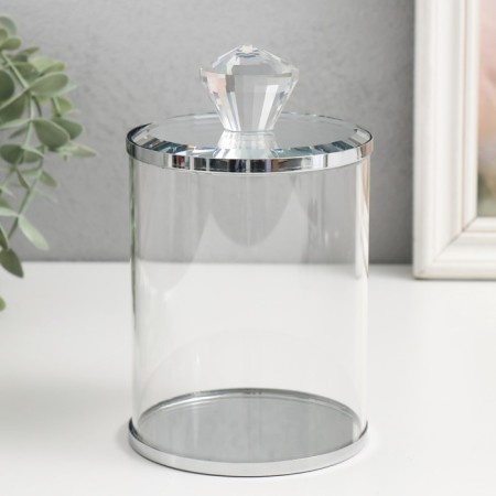 Casket glass with a metal rim "Crystalik" 10x10x17.5 cm