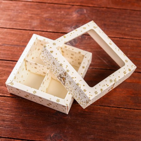 Box for sweets 4 pcs "Golden Stars", 12.6 x 12.6 x 3.5 cm-3