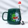 Ceramic mug with a spoon of "love in the new year", 350 ml, green color
