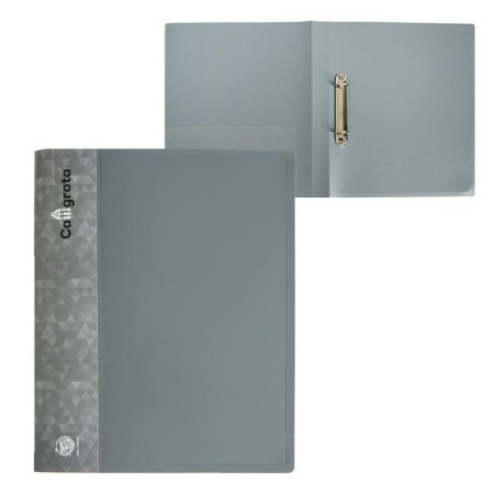 Folder on 2 rings A4, Calligrata, 27 mm, 700 μm, internal and end pocket, gray