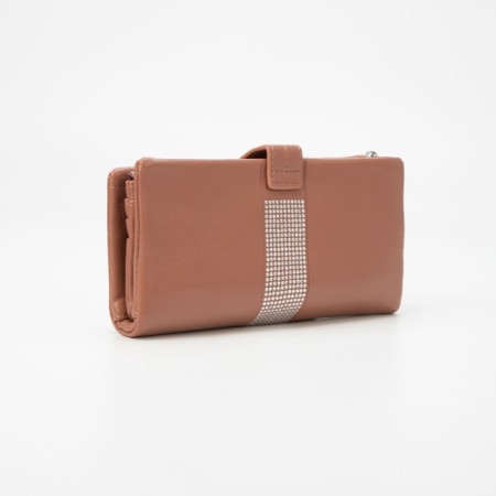 Women's wallet on the button, pink color-1