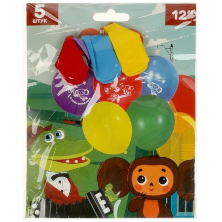 Latex ball 12 "Cheburashka" Monochrome print, set of 5 pcs.-9