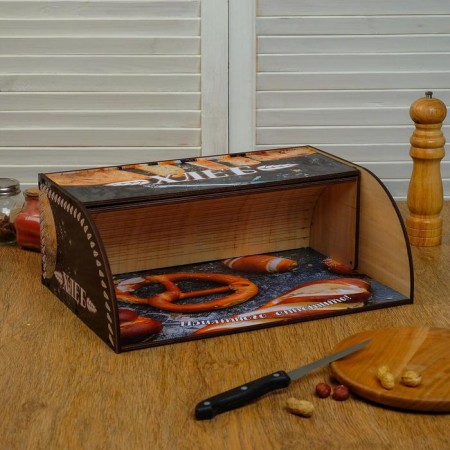Wooden breadbone "Baton, slicing", color, 38x26x14 cm-1
