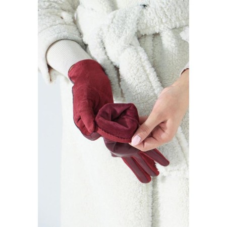 Gloves are female, dimensionless, without insulation, burgundy color-2