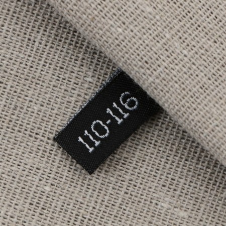 Textile strip "110-116", 5 x 1.1 cm, black color