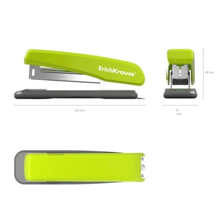 Stapler Erichkrause Classic, No. 24/6, up to 25 sheets, anti-stepler, rubber anti-slip insert, gray-green-1