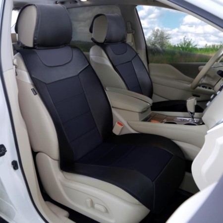 Press on the universal seat Voin Cover Plain, eco -leather, set 1pcs, foams 7mm, black 77718-1