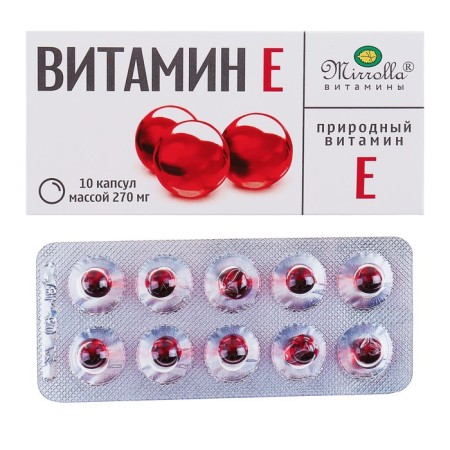 Vitamin E Mirrolla, Tokoferol natural, 10 capsules