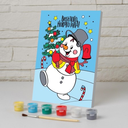 New Year's picture on the numbers "New Year! Snowman ", 21 x 15 cm-3