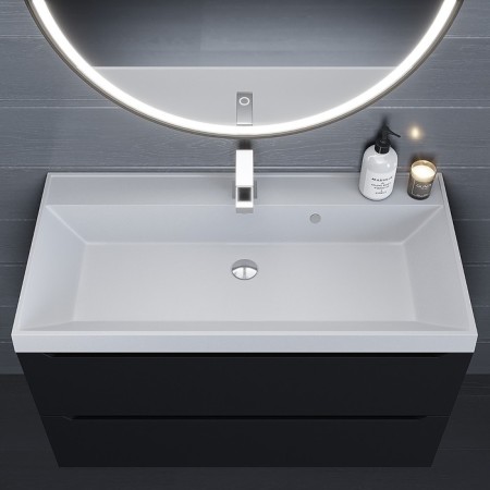 Sink uperwood Classic quartz 90 cm, quartz, white matte, jasmine-2