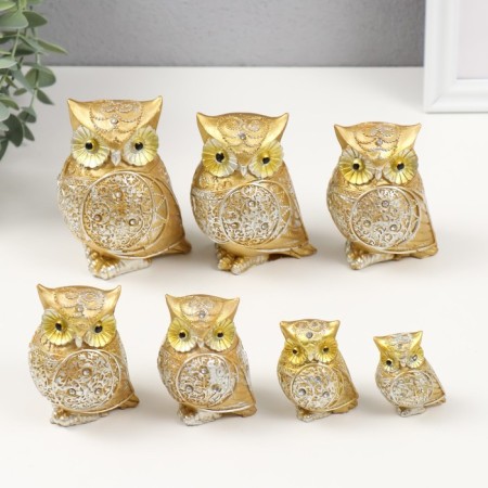 Souvenir Polystone "Golden Filin" set 7 pcs h = 10.3; 9.5; 8.3; 7.6; 6.5; 5.5; 5 cm-1