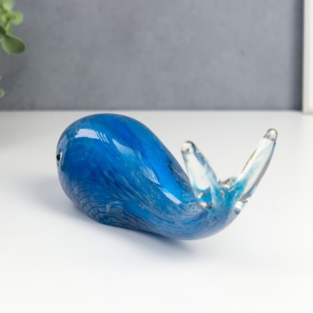 Souvenir Glass "Blue Whale" under the Muranian glass 9x7x20 cm-4